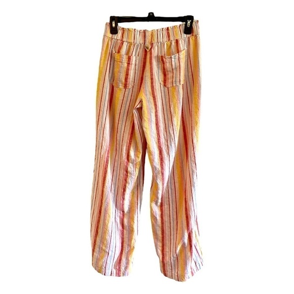 SO, BRIGHT MULTI COLOR STRIPE, WIDE LEG, LINEN PANTS. SIZE M - Picture 4 of 5